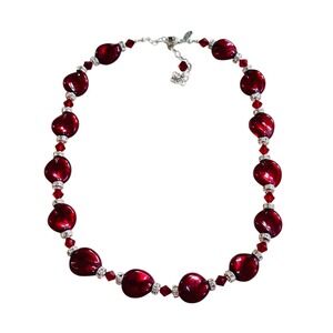 Lucky Clover Necklace Murano Venetian Crystal Glass Beads Red Foil 925 Sterling